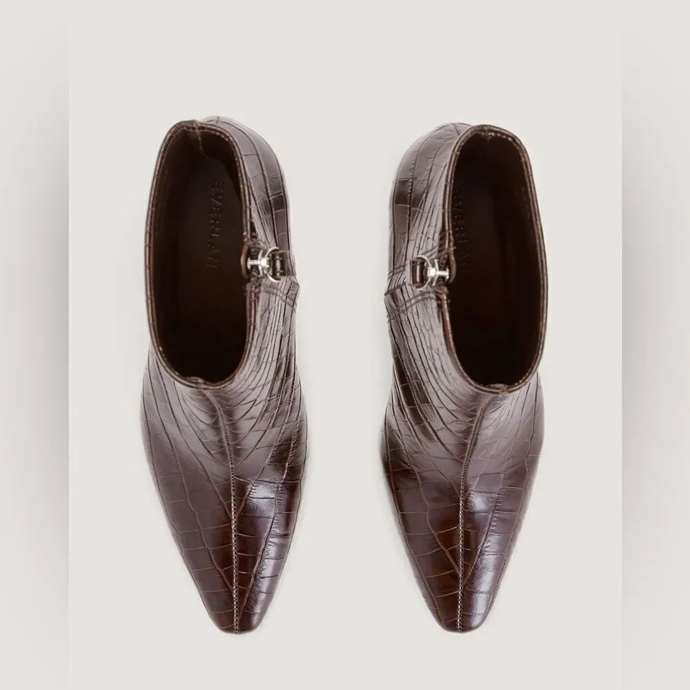 NEW EVERLANE The Short Banana Boot in Chocolate brown croc